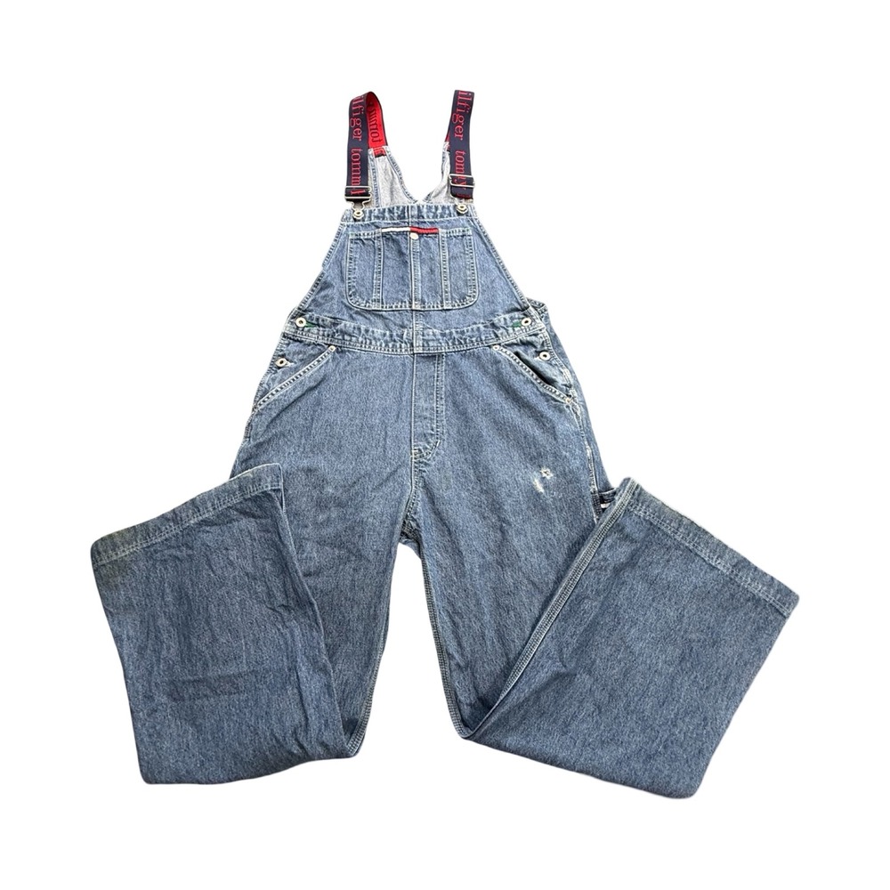 Tommy Hilfiger Overalls Womens M Blue 32x26 Wide Leg Denim 90's Vintage